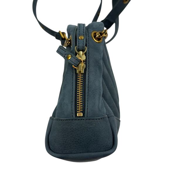 Nat + Nin Blue Rio Classic Quilted Matte Leather Crossbody Bag with Chain Strap - Picture 5 of 11